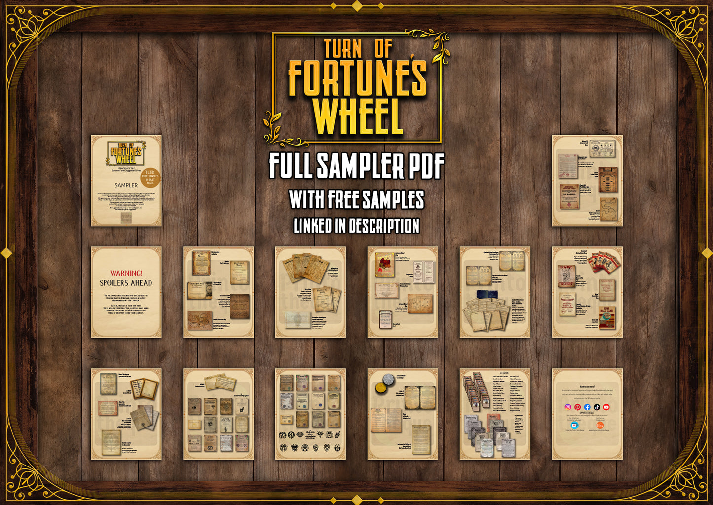 Turn of Fortune's Wheel D&D Handouts Bundle - Campaign Assets - DnD - Resources - DM Gifts - DnD Starter - Printable - Sigil - Planescape