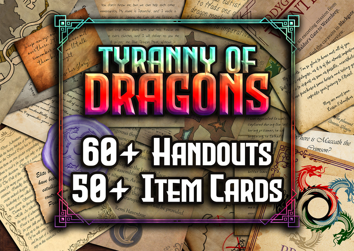 Tyranny of Dragons 90 + D&D Handouts and Assets Bundle - DnD - Dungeons and Dragons - Maps - Waterdeep - DM Gift - VTT - Printable - Tiamat