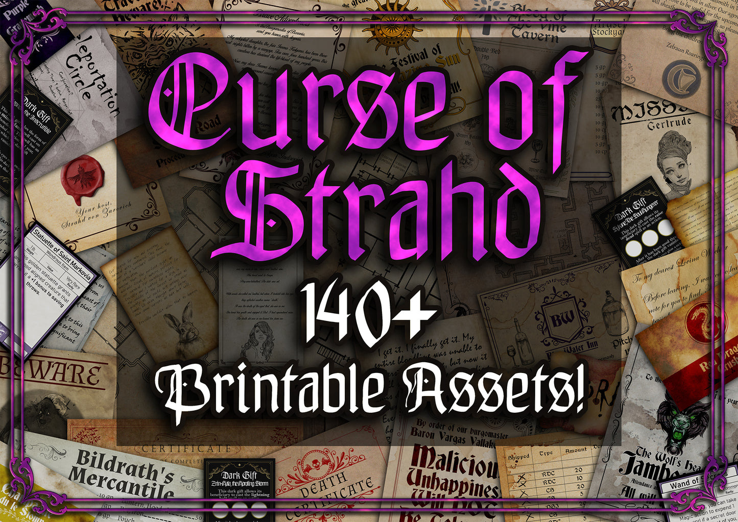 Curse of Strahd 140 + D&D Handouts and Assets Bundle - DnD - Dungeons and Dragons - Resources - Barovia - DM Gift - DnD - VTT - Printable