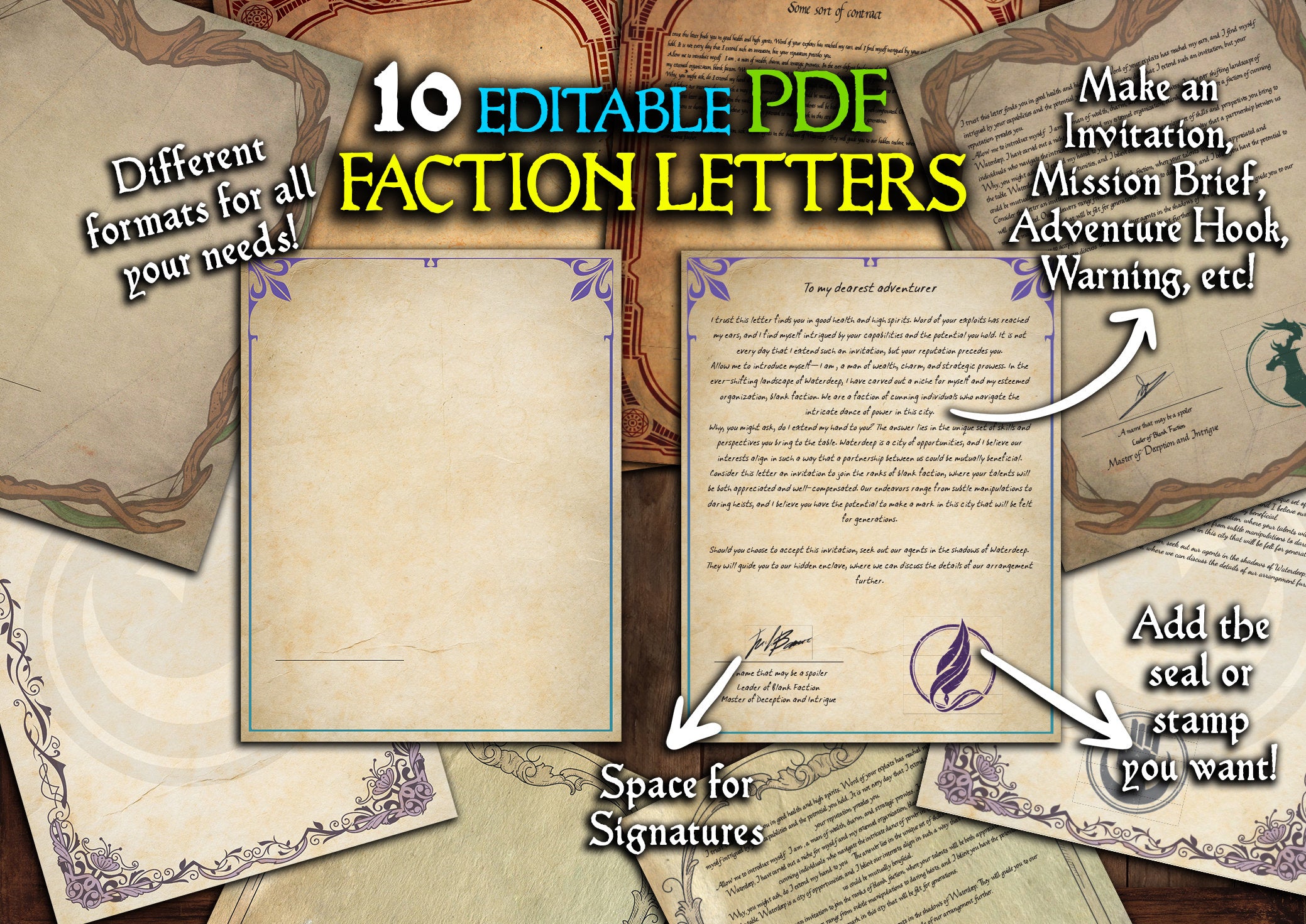 D&D RPG Faction Letters Pack - 10 Editable PDFs for Immersive Campaign ... D&D RPG Faction Letters Pack - 10 Editable PDFs for Immersive Campaign ...