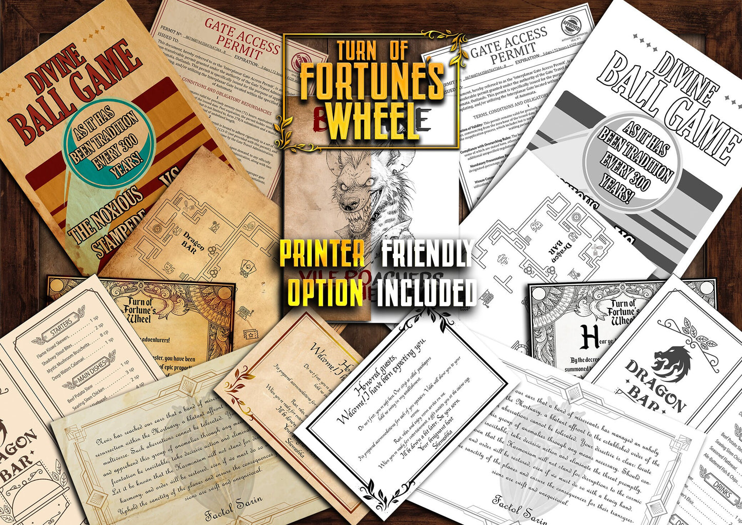 Turn of Fortune's Wheel D&D Handouts Bundle - Campaign Assets - DnD - Resources - DM Gifts - DnD Starter - Printable - Sigil - Planescape