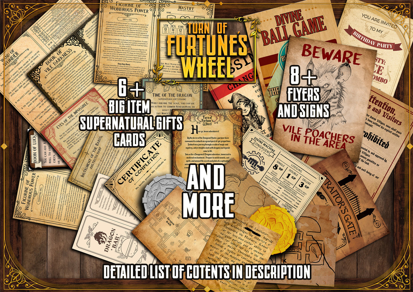 Turn of Fortune's Wheel D&D Handouts Bundle - Campaign Assets - DnD - Resources - DM Gifts - DnD Starter - Printable - Sigil - Planescape