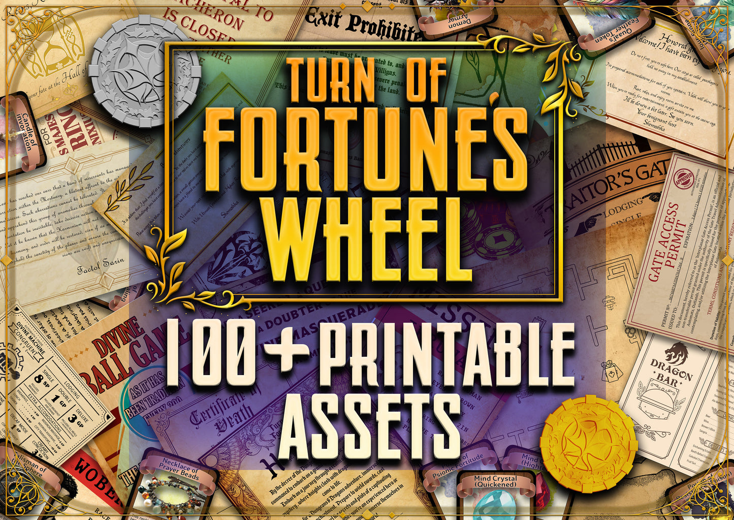 Turn of Fortune's Wheel D&D Handouts Bundle - Campaign Assets - DnD - Resources - DM Gifts - DnD Starter - Printable - Sigil - Planescape