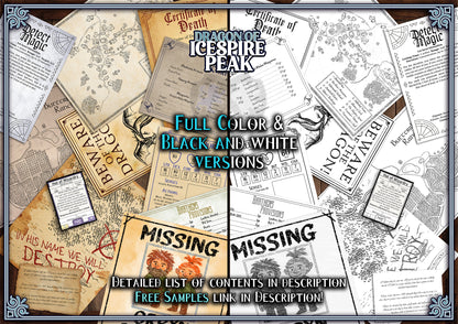 Dragon of Icespire Peak D&D Handouts - Campaign Assets - DnD - Resources - Phandalin - Talos - RPG - Roleplaying - Printable - Starter Set