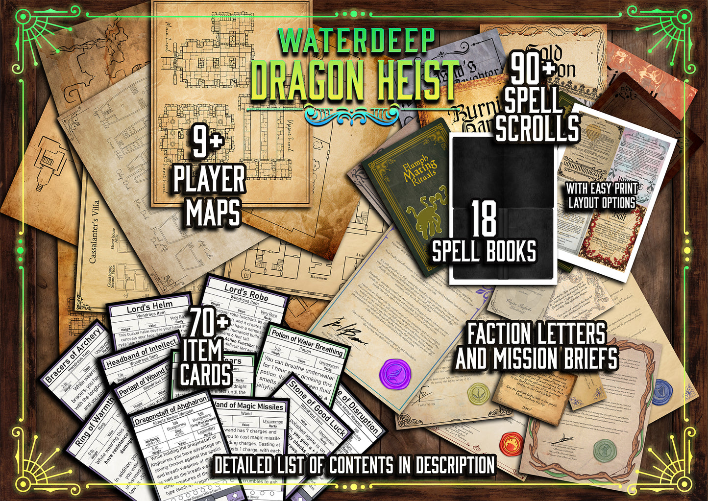 Waterdeep Dragon Heist 140 + D&D Handouts and Assets Bundle - Dungeons and Dragons - Resources - Lords - DM Gift - Faction - VTT - Printable