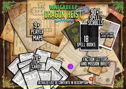 Waterdeep Dragon Heist 140 + D&D Handouts and Assets Bundle - Dungeons and Dragons - Resources - Lords - DM Gift - Faction - VTT - Printable