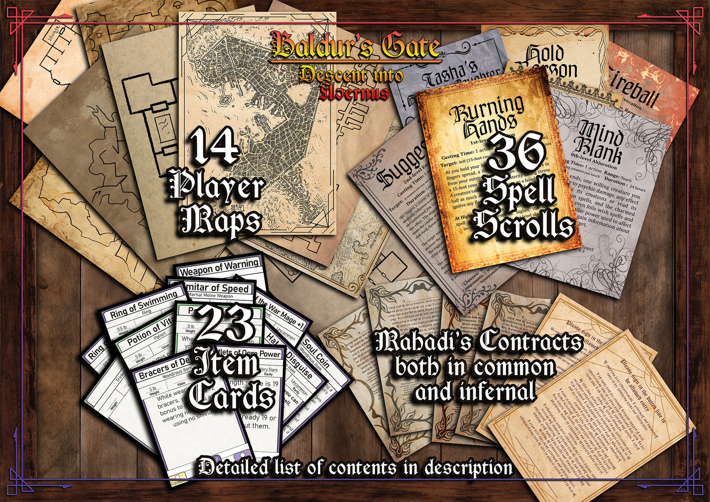Baldur's Gate : Descent into Avernus 60 + D&D Handouts and Assets Digital Printable Bundle - DnD - Dungeons and Dragons - DM Gift - Zariel