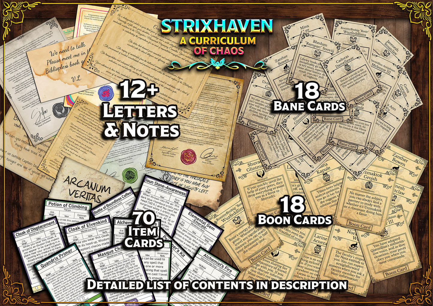Strixhaven A Curriculum of Chaos D&D Handouts  Bundle - Campaign Assets - DnD - Prismari - Quandrix - Lorehold - Silverquill - Witherbloom