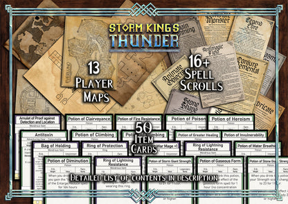 Storm King's Thunder D&D Handouts Bundle - Campaign Assets - Dungeons and Dragons - Spell Scrolls - Giants - Player Maps - Letters - Items