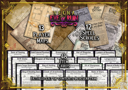 Vecna Eve of Ruin 100+ D&D Handouts and Assets Bundle - DnD - Dungeons and Dragons - Resources - Kas - Rod of Seven Parts - VTT - Printable