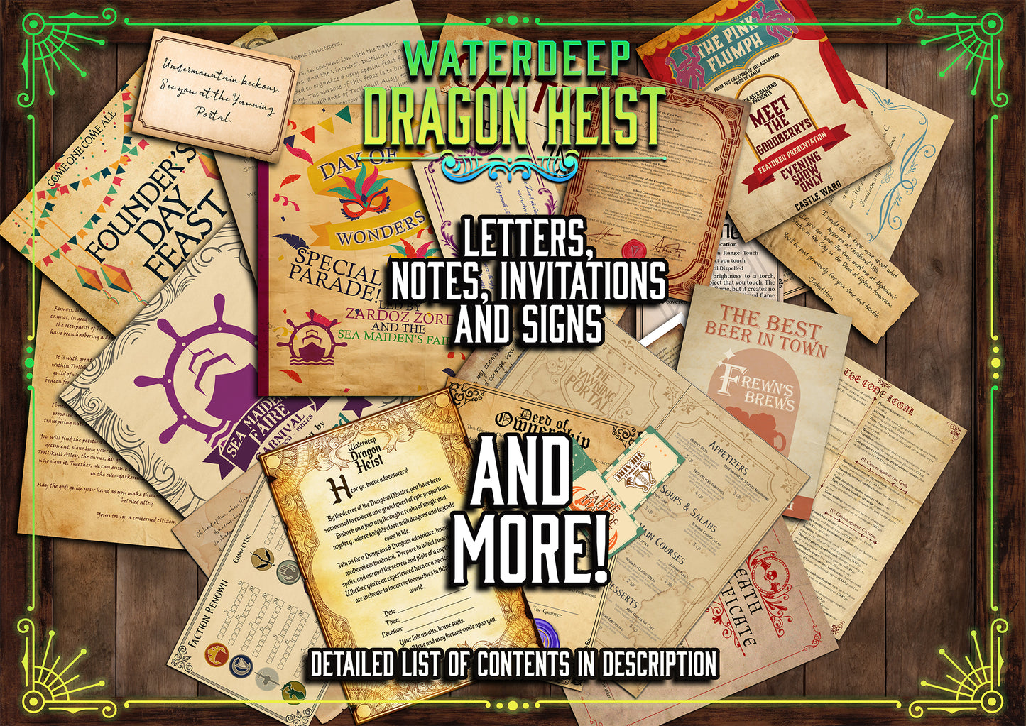 Waterdeep Dragon Heist 140 + D&D Handouts and Assets Bundle - Dungeons and Dragons - Resources - Lords - DM Gift - Faction - VTT - Printable