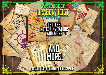Waterdeep Dragon Heist 140 + D&D Handouts and Assets Bundle - Dungeons and Dragons - Resources - Lords - DM Gift - Faction - VTT - Printable