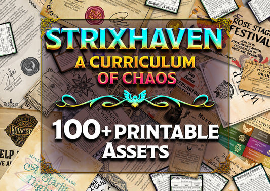 Strixhaven A Curriculum of Chaos D&D Handouts  Bundle - Campaign Assets - DnD - Prismari - Quandrix - Lorehold - Silverquill - Witherbloom