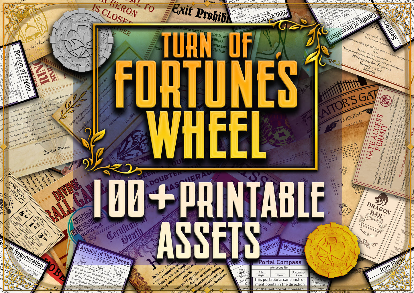 Turn of Fortune's Wheel D&D Handouts  Bundle - Campaign Assets - DnD - Resources - DM Gifts - DnD Starter - Printable - Sigil - Planescape