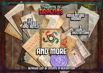 Tyranny of Dragons 90 + D&D Handouts and Assets Bundle - DnD - Dungeons and Dragons - Maps - Waterdeep - DM Gift - VTT - Printable - Tiamat