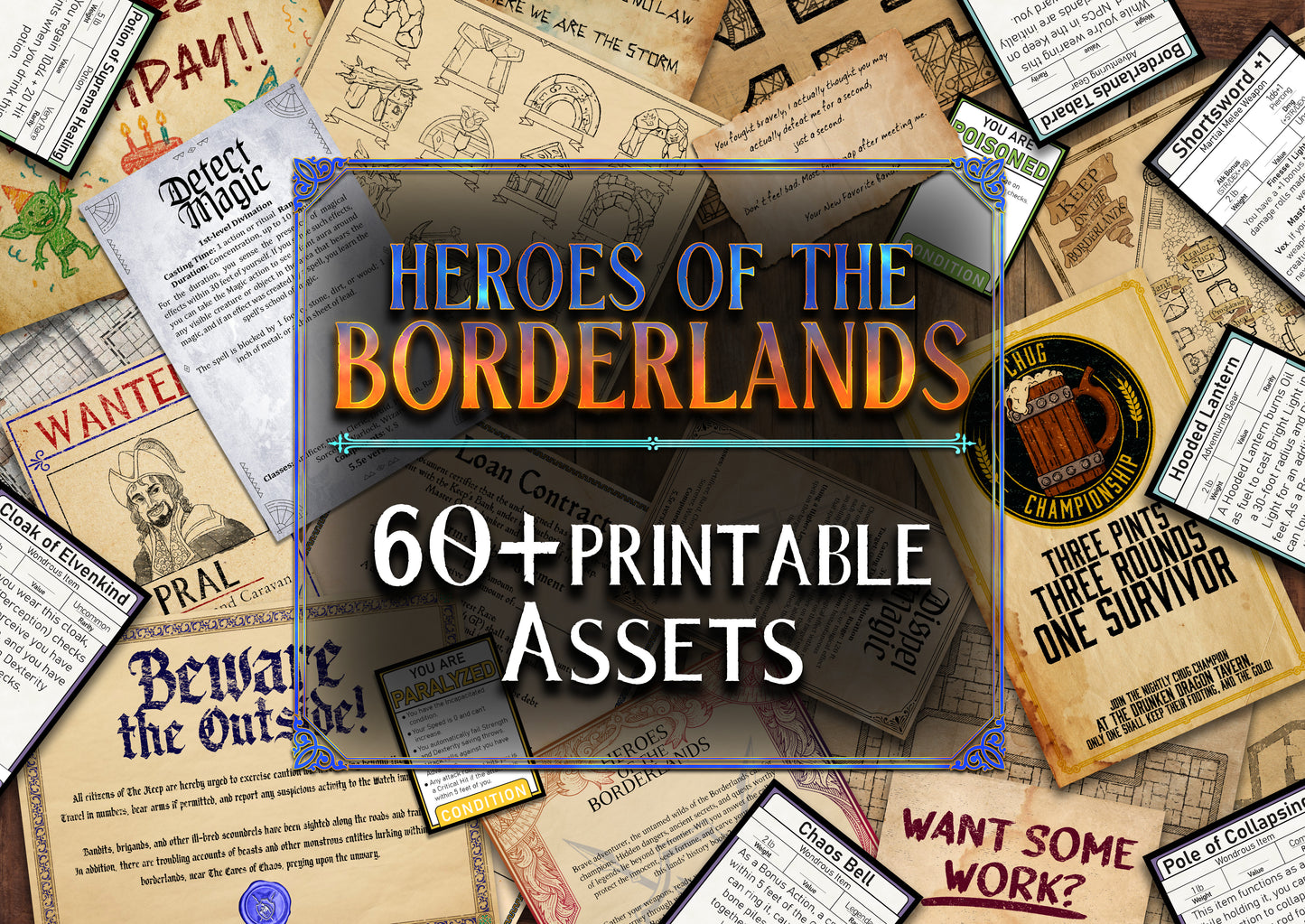 Heroes of the Borderlands D&D Handouts: 60+ Printable Immersive Letters, Scrolls and More! (Digital Download)
