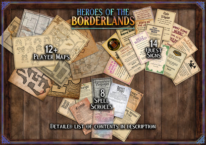 Heroes of the Borderlands D&D Handouts: 60+ Printable Immersive Letters, Scrolls and More! (Digital Download)