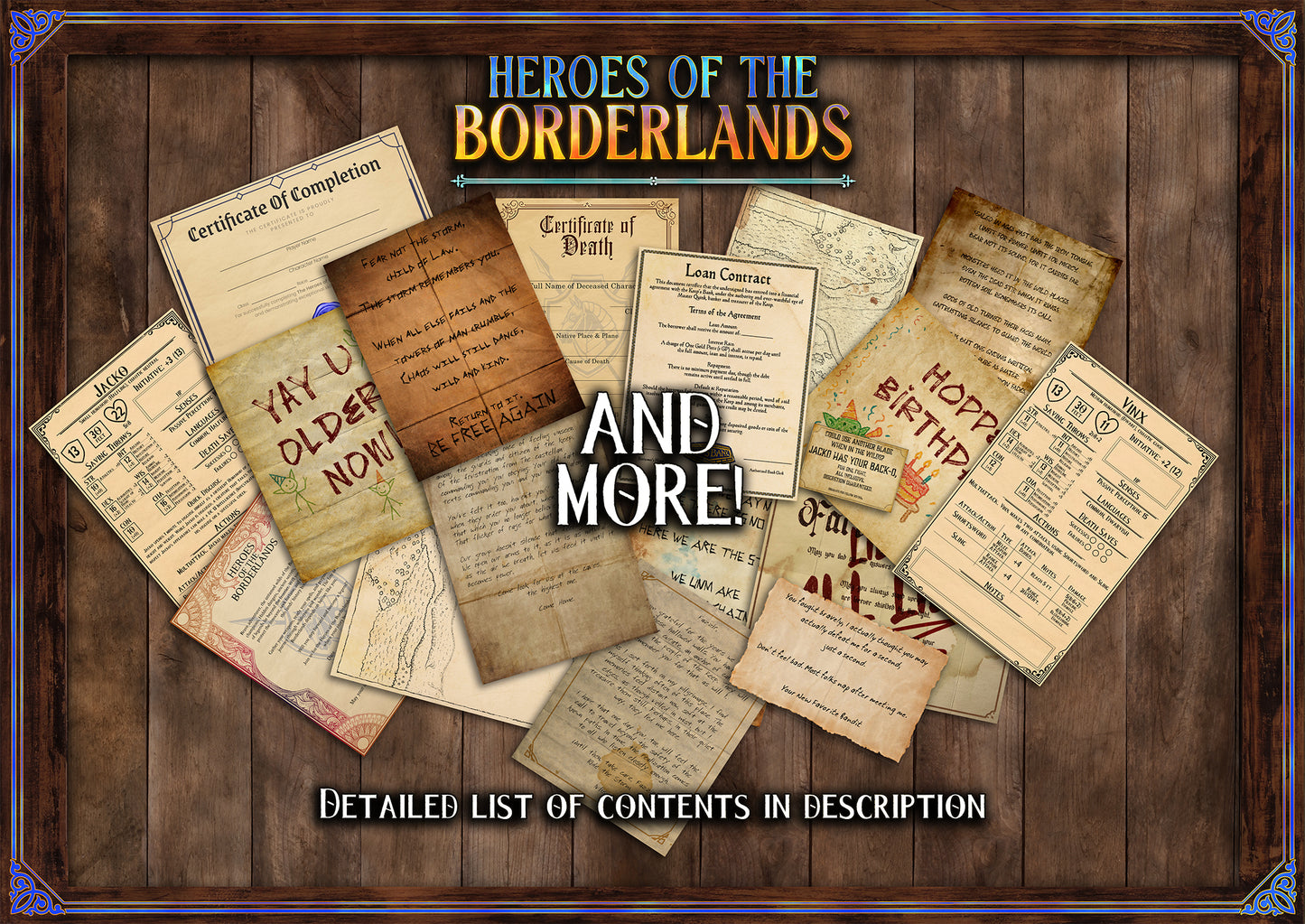 Heroes of the Borderlands D&D Handouts: 60+ Printable Immersive Letters, Scrolls and More! (Digital Download)