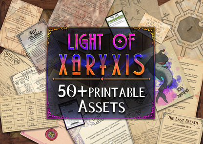 Light of Xaryxis: 50 + Printable Immersive printable assets! (Digital Download)