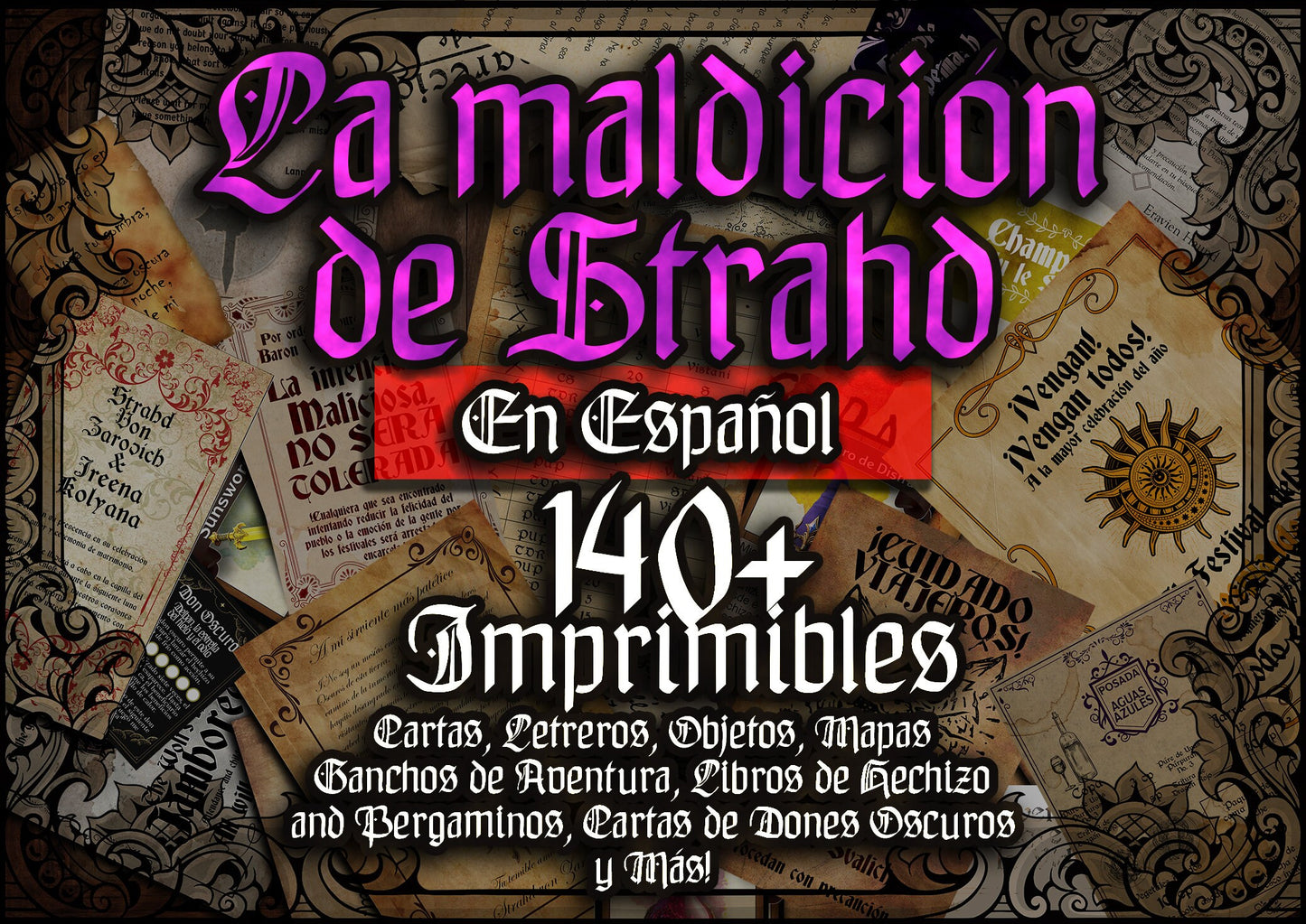 La maldición de Strahd 140 + D&D Imprimibles - DnD - Dungeons and Dragons - Recursos - Barovia - DM Regalo - Cartas - VTT - Imprimible