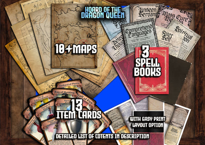 Hoard of the Dragon Queen 50 + D&D Handouts and Assets Bundle - DnD - Dungeons and Dragons - Maps - Greenest - DM Gift - VTT - Printable