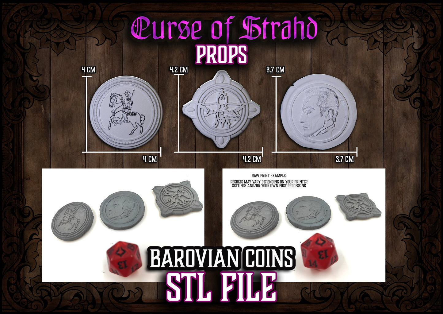 z Curse of Strahd 8+ 3D Printable Props Set - STL FILES ONLY - Sunsword - Holy Symbol of Ravenkind - Icon of Ravenloft - Wax Seals