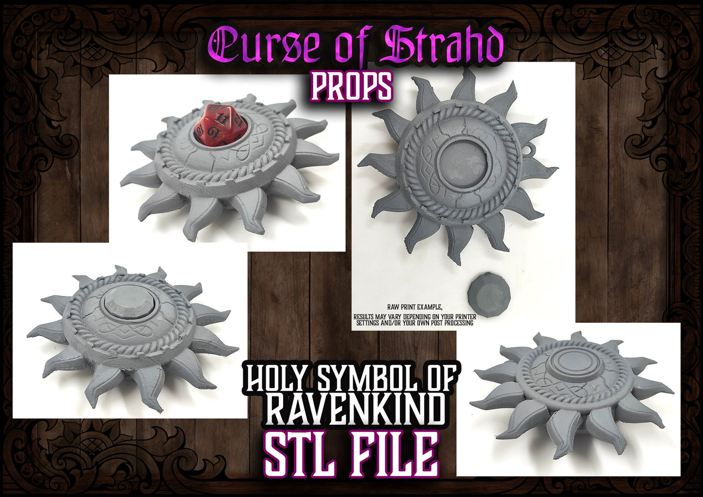 z Curse of Strahd 3D Printable Prop Holy Symbol of Ravenkind - STL FILES ONLY -DnD Prop