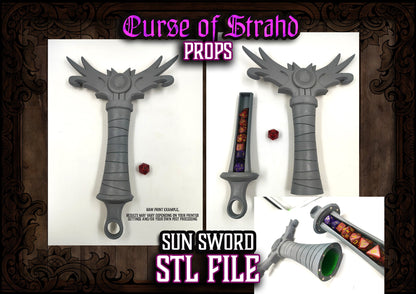 z Curse of Strahd 3D Printable Prop - Sunsword Hilt - Dice Holder - STL FILES ONLY -DnD Prop