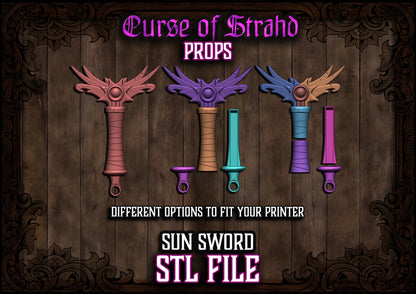 z Curse of Strahd 3D Printable Prop - Sunsword Hilt - Dice Holder - STL FILES ONLY -DnD Prop