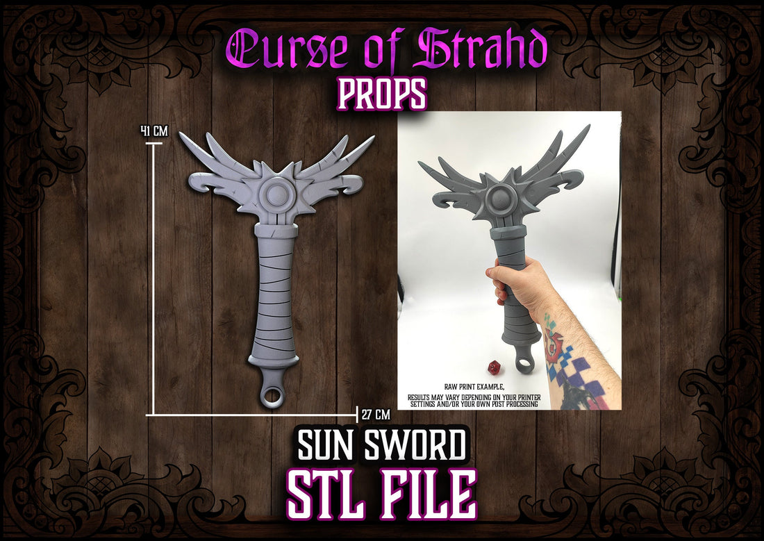 z Curse of Strahd 3D Printable Prop - Sunsword Hilt - Dice Holder - ST ...