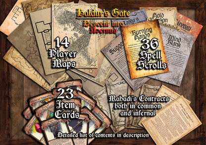 Baldur's Gate : Descent into Avernus 60 + D&D Handouts and Assets Digital Printable Bundle - DnD - Dungeons and Dragons - DM Gift - Zariel