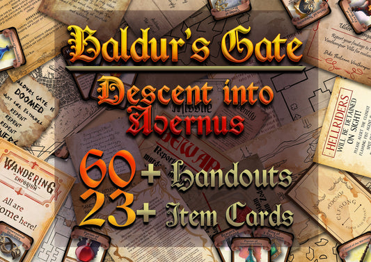 Baldur's Gate : Descent into Avernus 60 + D&D Handouts and Assets Digital Printable Bundle - DnD - Dungeons and Dragons - DM Gift - Zariel