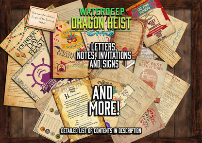 Waterdeep Dragon Heist 140 + D&D Handouts and Assets Bundle - Dungeons and Dragons - Resources - Lords - DM Gift - Faction - VTT - Printable