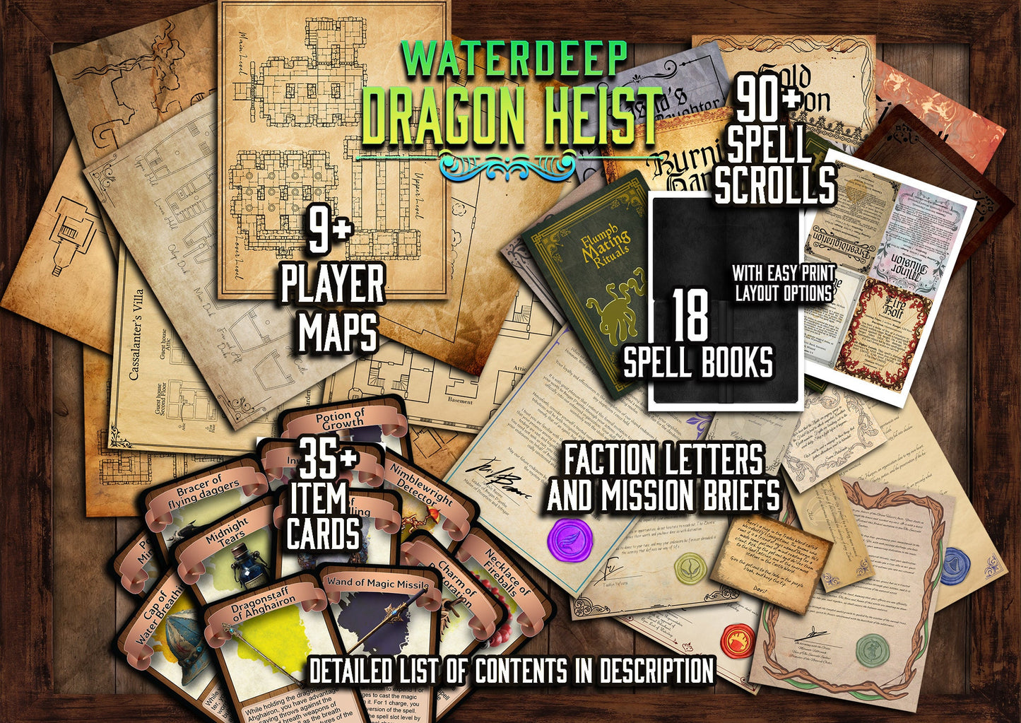 Waterdeep Dragon Heist 140 + D&D Handouts and Assets Bundle - Dungeons and Dragons - Resources - Lords - DM Gift - Faction - VTT - Printable