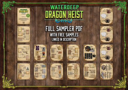 Waterdeep Dragon Heist 140 + D&D Handouts and Assets Bundle - Dungeons and Dragons - Resources - Lords - DM Gift - Faction - VTT - Printable