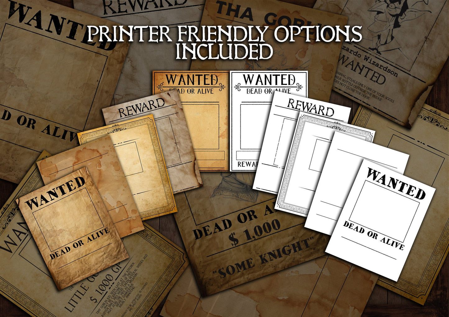 Editable Wanted Sign Printable PDF Template - DND - Roleplaying - Bounty Add - Reward - Missing - Handout - Dungeons and Dragons