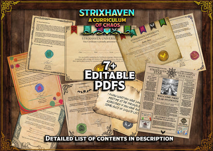 Strixhaven A Curriculum of Chaos D&D Handouts  Bundle - Campaign Assets - DnD - Prismari - Quandrix - Lorehold - Silverquill - Witherbloom