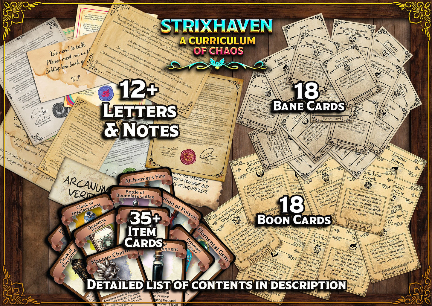 Strixhaven A Curriculum of Chaos D&D Handouts  Bundle - Campaign Assets - DnD - Prismari - Quandrix - Lorehold - Silverquill - Witherbloom