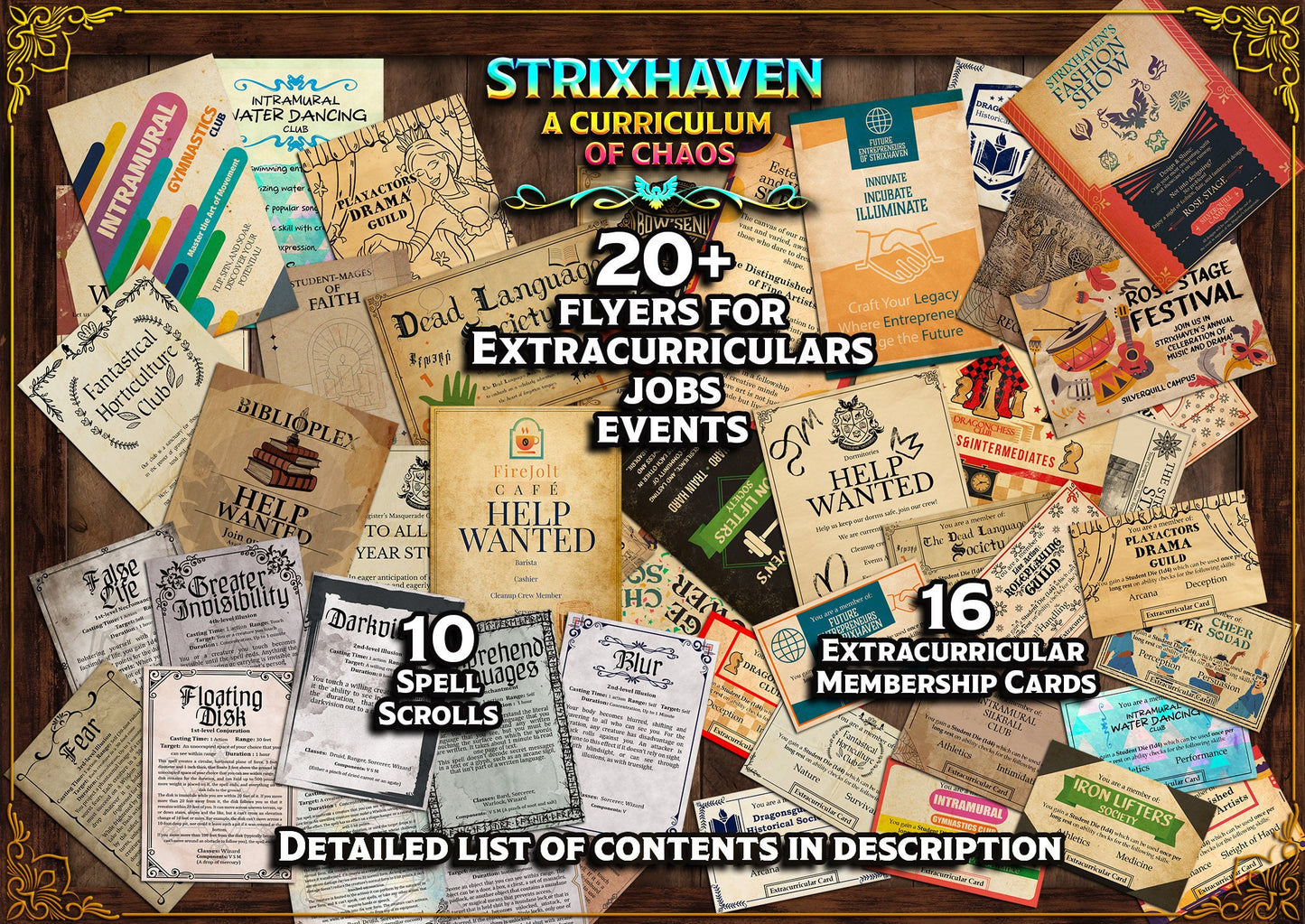 Strixhaven A Curriculum of Chaos D&D Handouts  Bundle - Campaign Assets - DnD - Prismari - Quandrix - Lorehold - Silverquill - Witherbloom