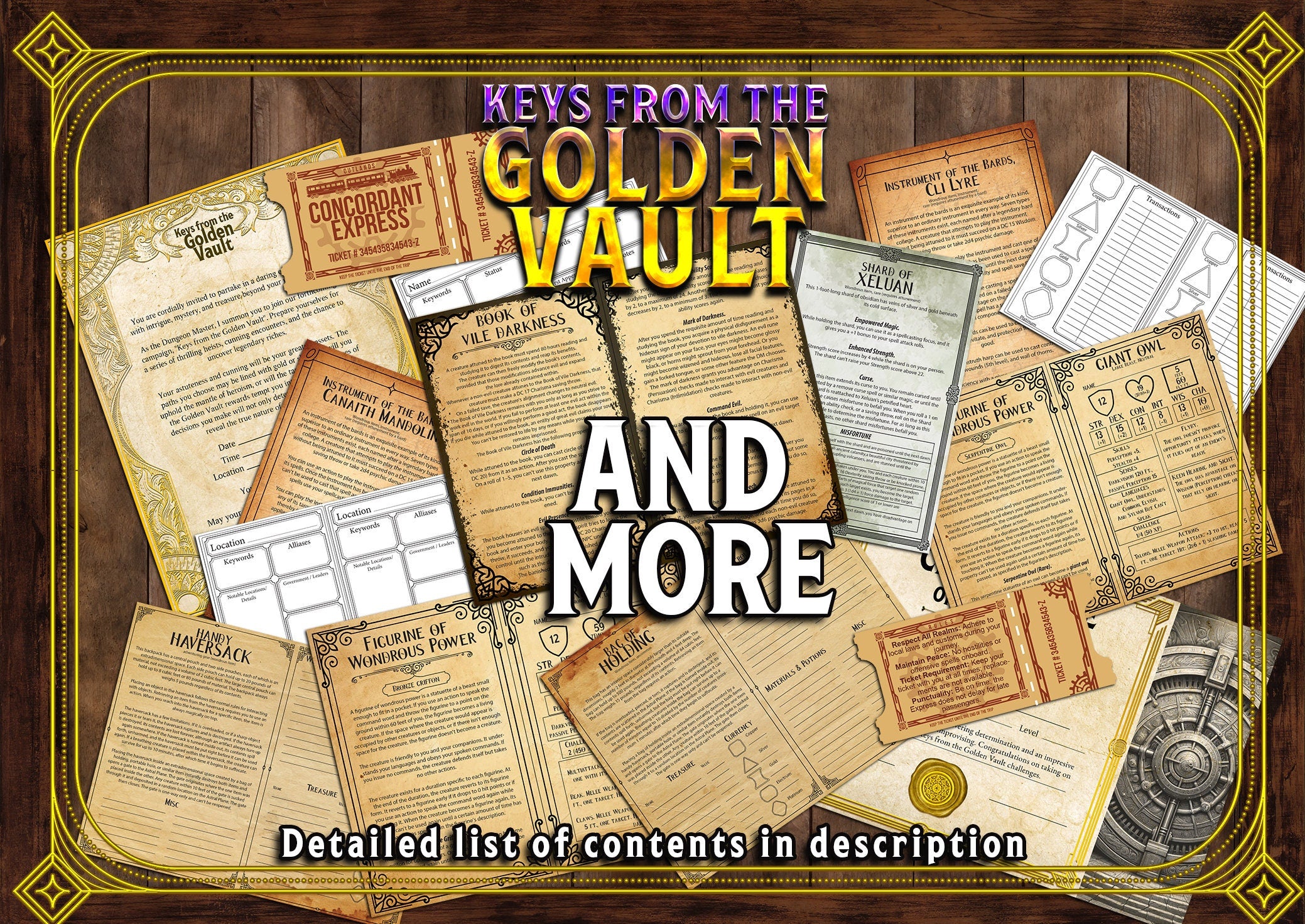 Keys from the Golden Vault 100+ DnD Handouts Bundle - Campaign Assets ...